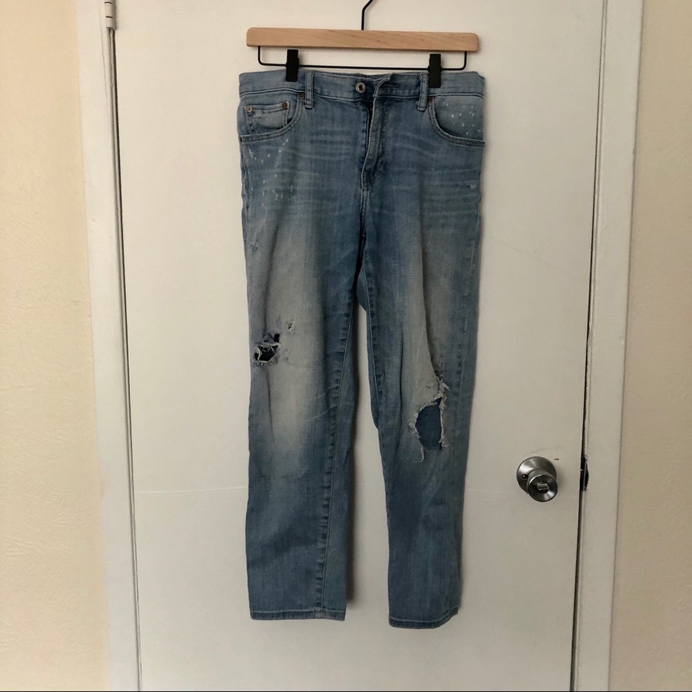 light wash distressed boyfriend jeans